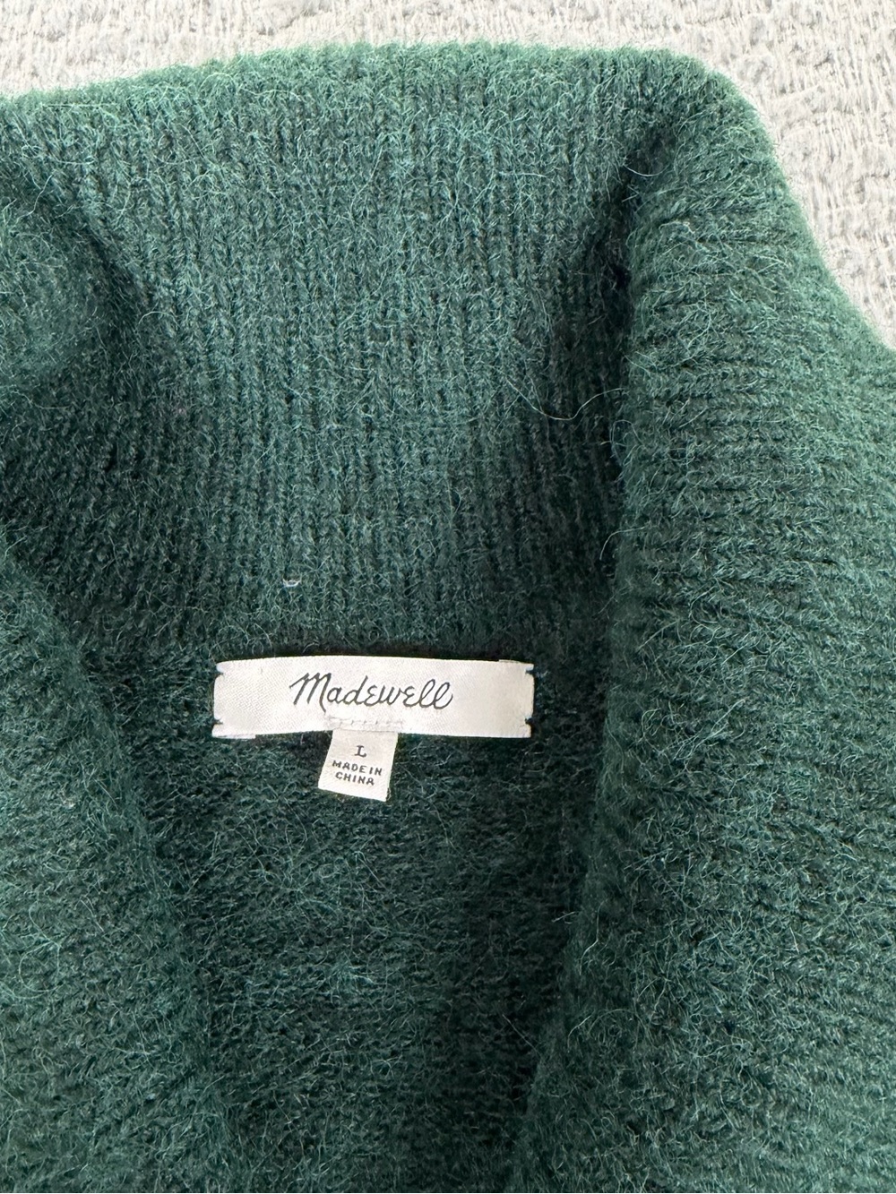 Madewell Vinson Shawl Collar Sweater Womens Large Green Cozy Pullover Preppy - Picture 7 of 10
